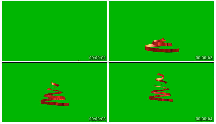 丝带绸带螺旋围成圣诞树绿屏抠像视频素材