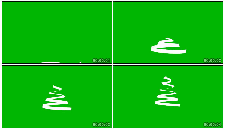 丝带绸带绕圈圣诞树绿屏抠像视频素材
