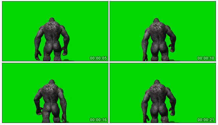 洞穴猩猩索尔巨人巨魔行走背影绿屏抠像视频素材