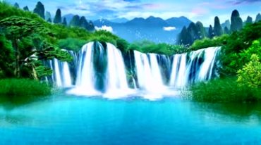 山清水秀瀑布唯美景色视频素材