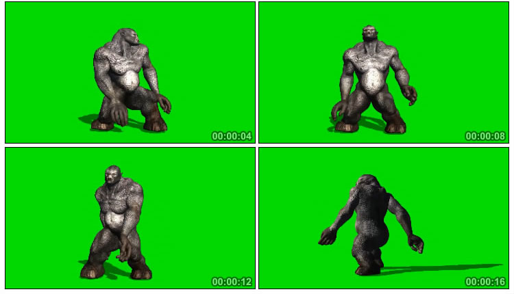 巨魔猩猩金刚跳舞绿屏后期抠像视频素材