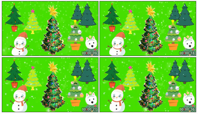 圣诞树雪人圣诞节绿布后期抠像视频素材