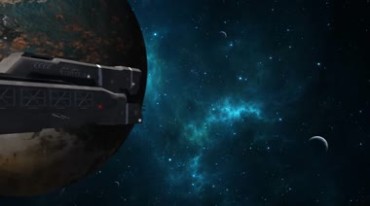星际飞船从星球旁飞过视频素材