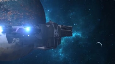 星际飞船从星球旁飞过视频素材