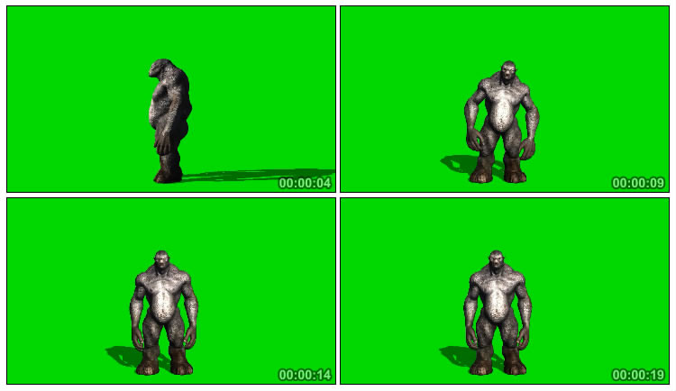 猩猩巨魔巨人摆手打招呼绿屏抠像视频素材