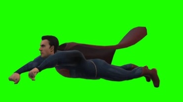 超人空中飞行绿屏人物抠像视频素材