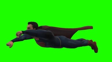超人空中飞行绿屏人物抠像视频素材