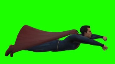 超人空中飞行绿屏人物后期抠像视频素材