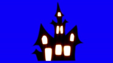 万圣节古堡城堡灯光蓝屏后期抠像视频素材