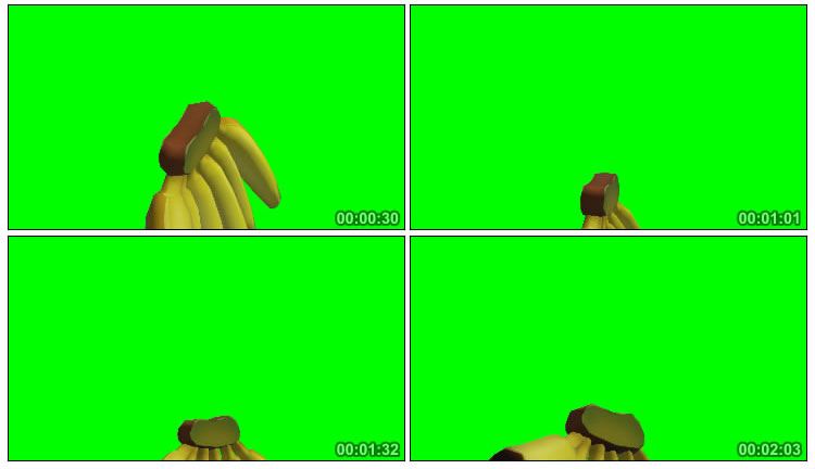 香蕉3D展示水果绿屏后期抠像视频素材