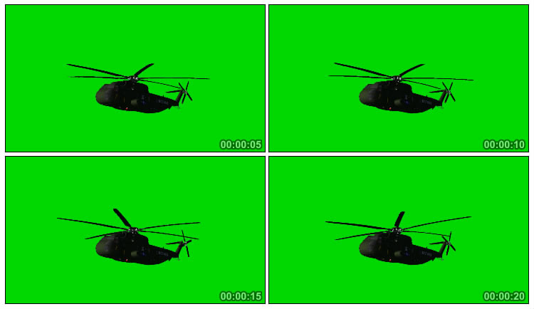 直升飞机空中飞行音效绿屏后期抠像视频素材