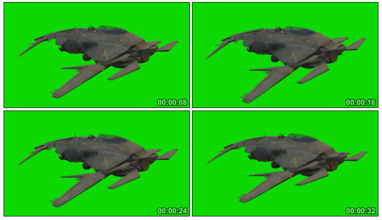 战斗机飞行器绿屏后期抠像视频素材