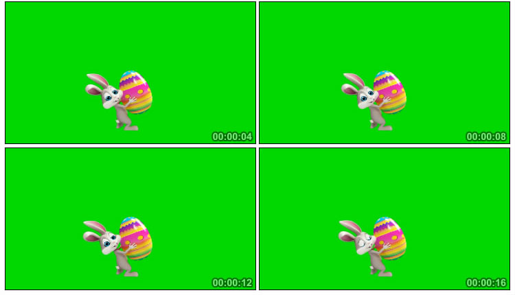 兔八哥卡通兔子绿屏动物抠像视频素材
