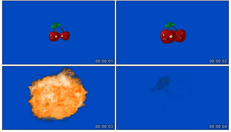 植物大战僵尸樱桃炸弹爆炸后期抠像视频素材