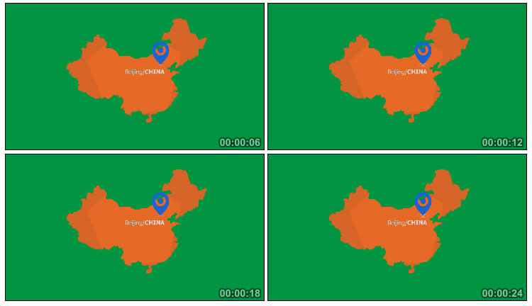 中国地图首都北京绿屏抠像视频素材