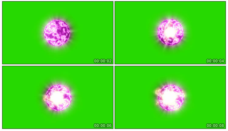 粉红色能量球闪电球绿屏后期抠像视频素材