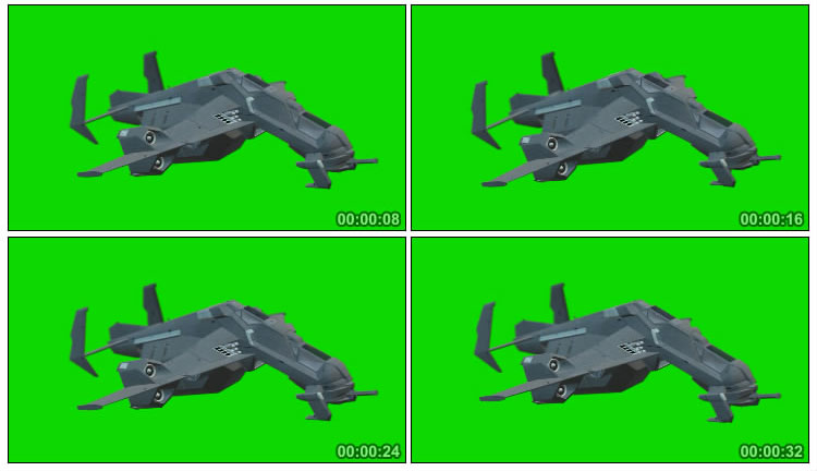 未来战机星际飞行器绿屏后期抠像视频素材
