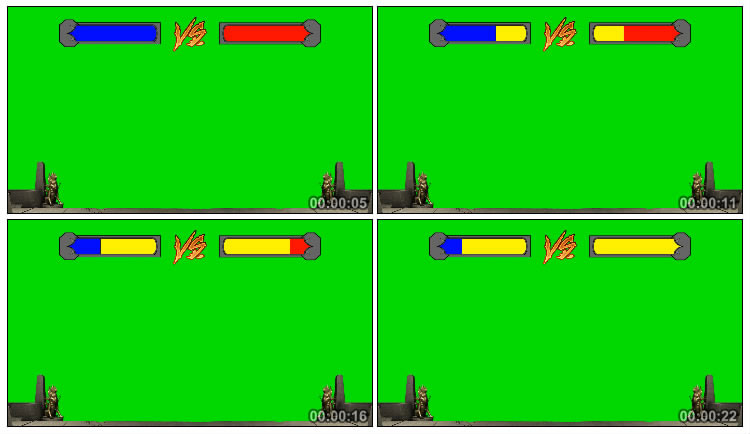 对战格斗VS血条生命血柱绿屏后期抠像视频素材