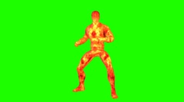 超级英雄全身燃烧火焰绿屏人物抠像视频素材