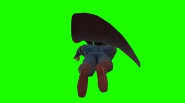 超人空中飞行背影绿屏后期人物抠像视频素材