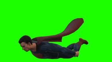 超人空中飞行姿态绿屏人物抠像视频素材