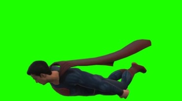超人空中飞行姿态绿屏人物抠像视频素材