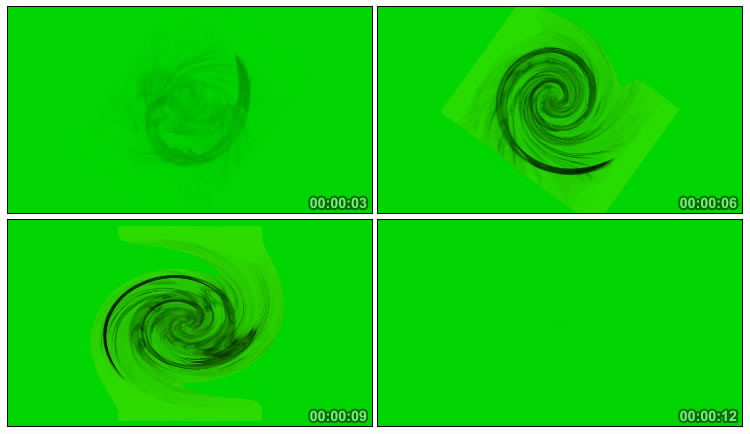 道法螺旋转动水墨烟雾绿屏抠像视频素材