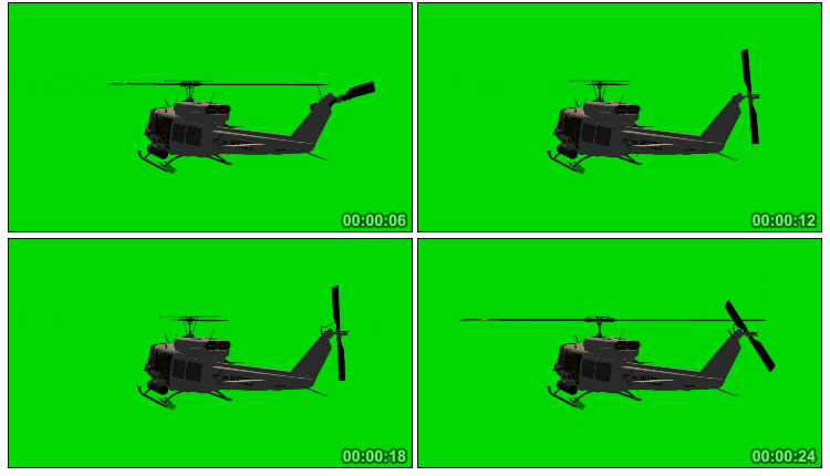 直升飞行飞行螺旋桨声音绿屏后期抠像视频素材