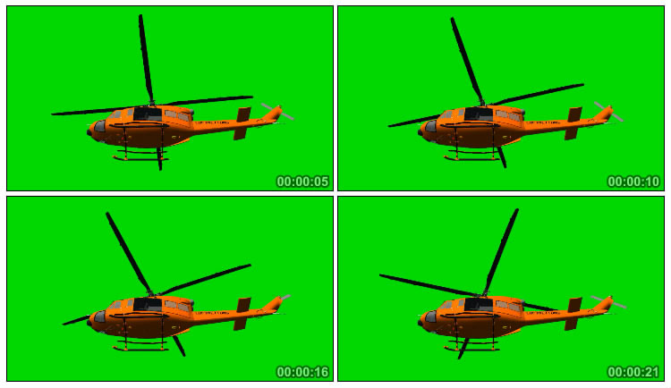 直升机空中飞行仰拍视角绿屏后期抠像视频素材
