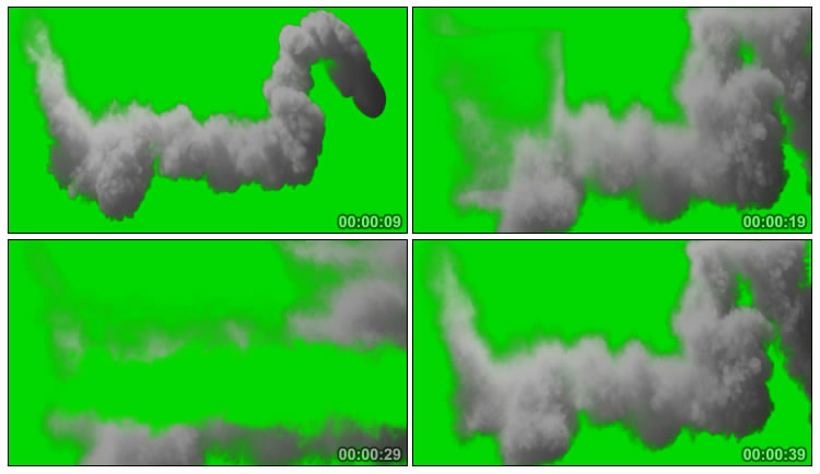 空中烟团烟气绿屏后期抠像视频素材