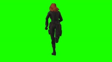 黑寡妇奔跑背影绿屏人物特效抠像视频素材