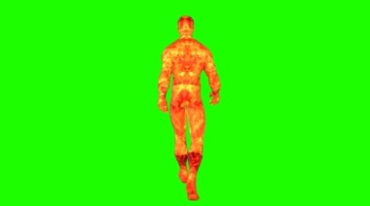 火焰人走路背影绿屏人物抠像视频素材