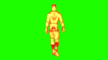 火焰人走路背影绿屏人物抠像视频素材