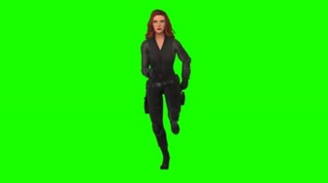 黑寡妇奔跑影视人物绿屏抠像视频素材
