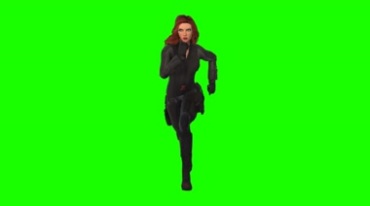 黑寡妇奔跑影视人物绿屏抠像视频素材