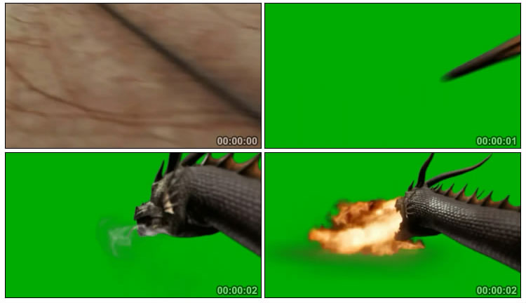 火龙喷火飞龙火焰绿幕后期特效视频素材