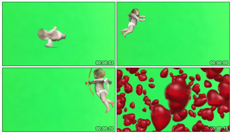 丘比特天使射箭绿幕特效视频素材