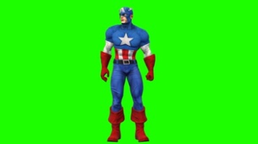 美国队长超级英雄绿屏人物抠像视频素材