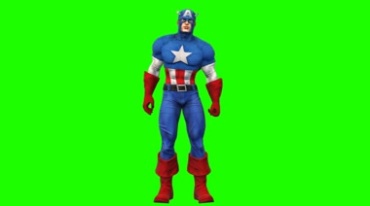 美国队长超级英雄绿屏人物抠像视频素材