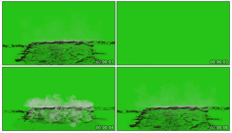 地陷地塌绿屏后期抠像视频素材