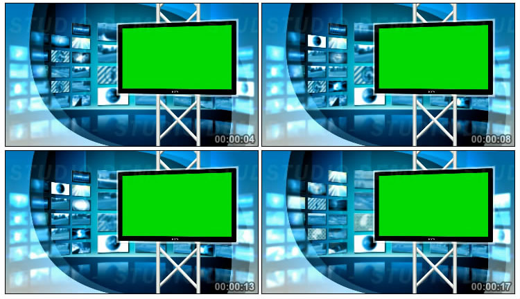新闻直播间虚拟演播室电视屏幕绿屏特效视频素材