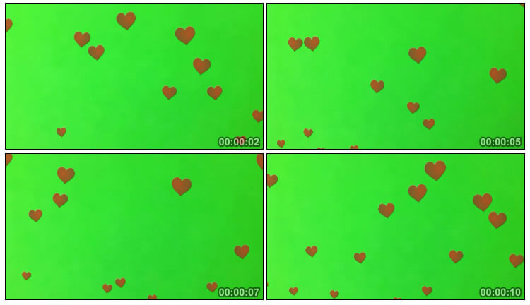 红色小桃心往上升绿屏后期抠像视频素材