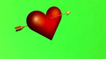 红心被箭射中一箭穿心绿屏后期抠像视频素材