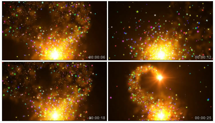 发光星星粒子画出心形后期抠像特效视频素材