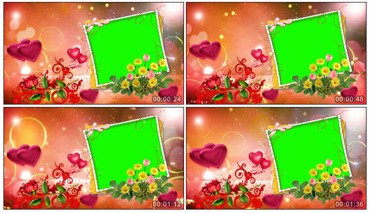 爱心粒子浪漫爱情绿幕相框方框视频素材