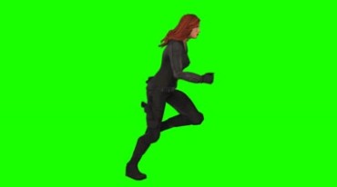 黑寡妇奔跑漫威英雄绿布人物抠像视频素材