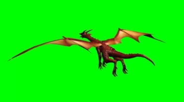 恐龙翼龙空中飞行绿布后期抠像视频素材