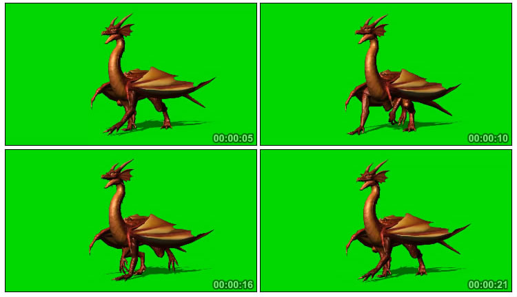 飞龙翼龙 会飞的龙绿屏后期抠像视频素材