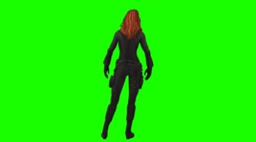 黑寡妇背影后背绿屏后期人物抠像视频素材