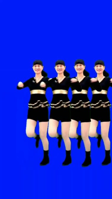 快手女子组合跳舞蓝屏人物抠像视频素材